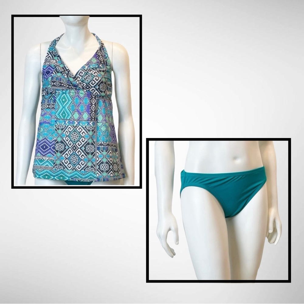 Mossimo Supply Co. Aztec Halter Tankini Top paired with Urban Sea Bottoms
